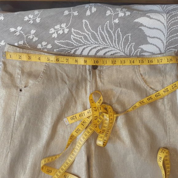 Philippe ADEC2  Wide Leg Gold Metallic  Pants NWT - Picture 12 of 16